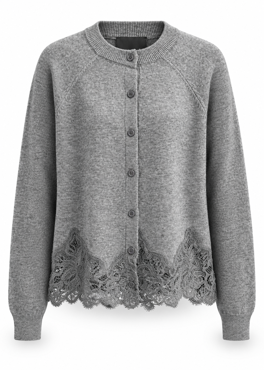 Strickjacke mit Spitze 'Grau'