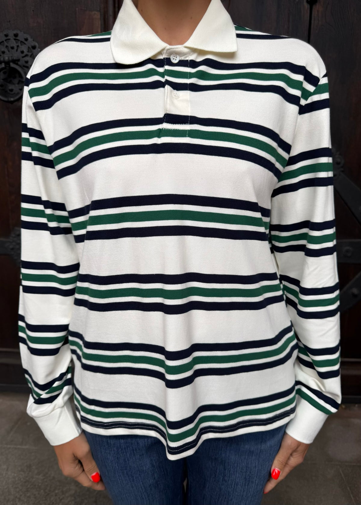 Poloshirt &#39;Offwhite-Grün&#39;