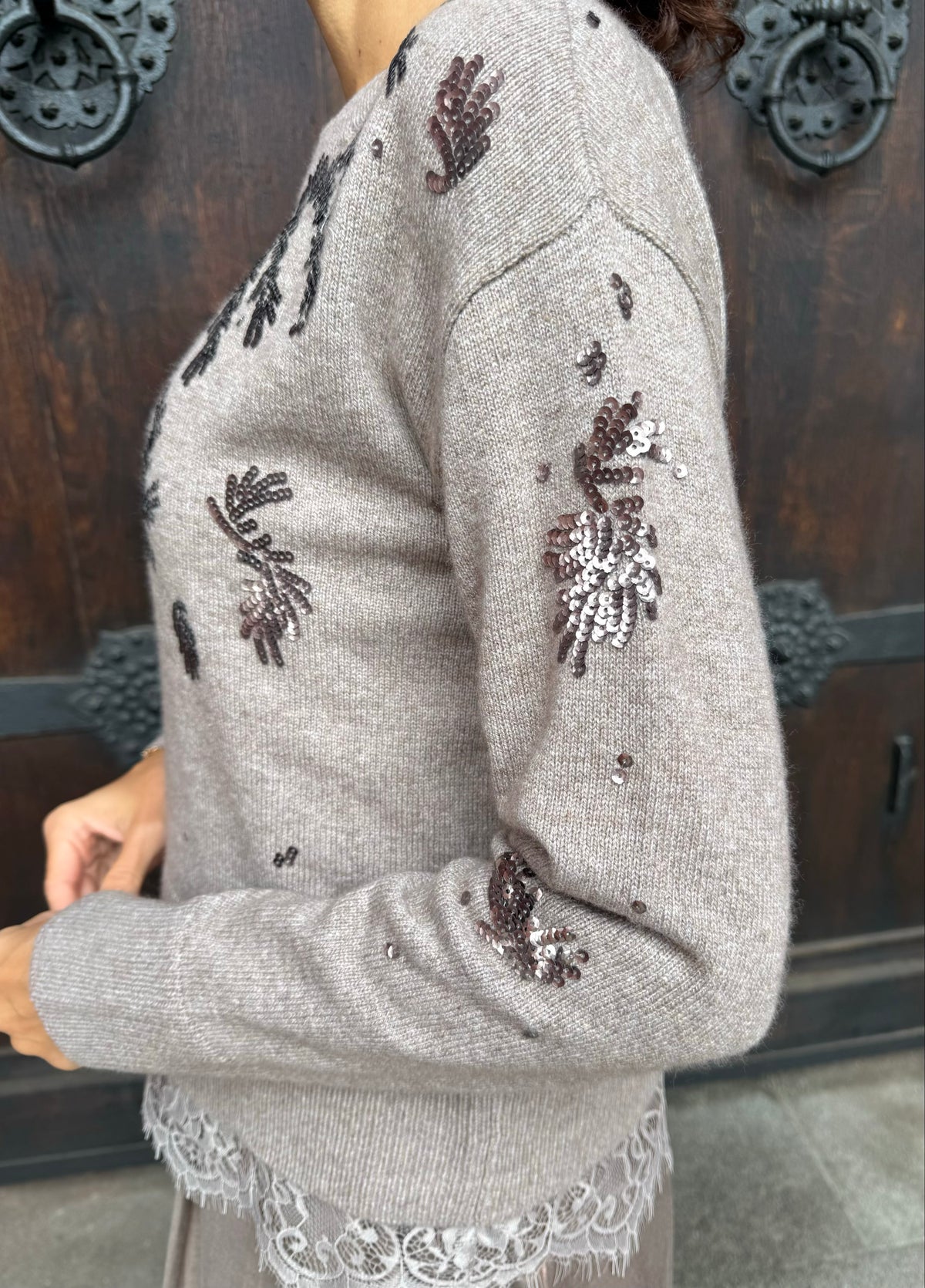 Strickpullover mit Pailletten