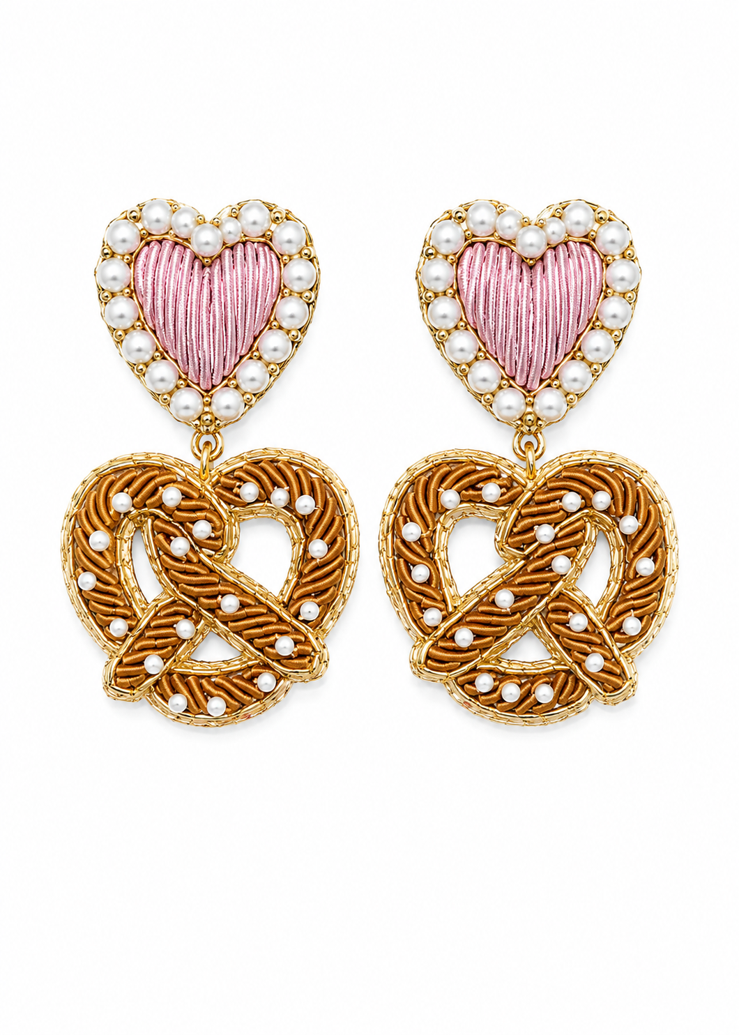 Ohrring bestickt 'Brezn Liebe'