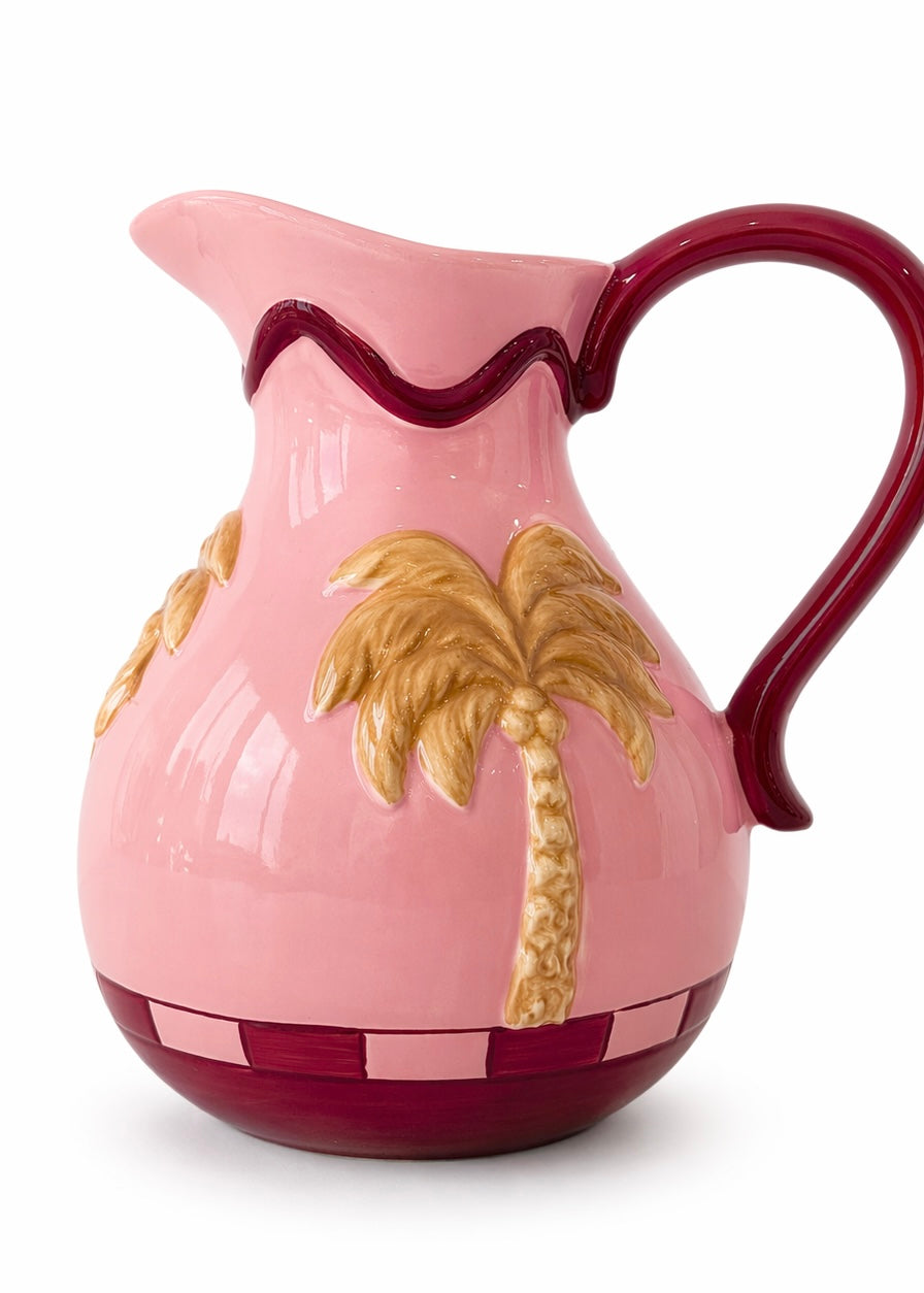 Keramik Krug 'Palme' Rosa