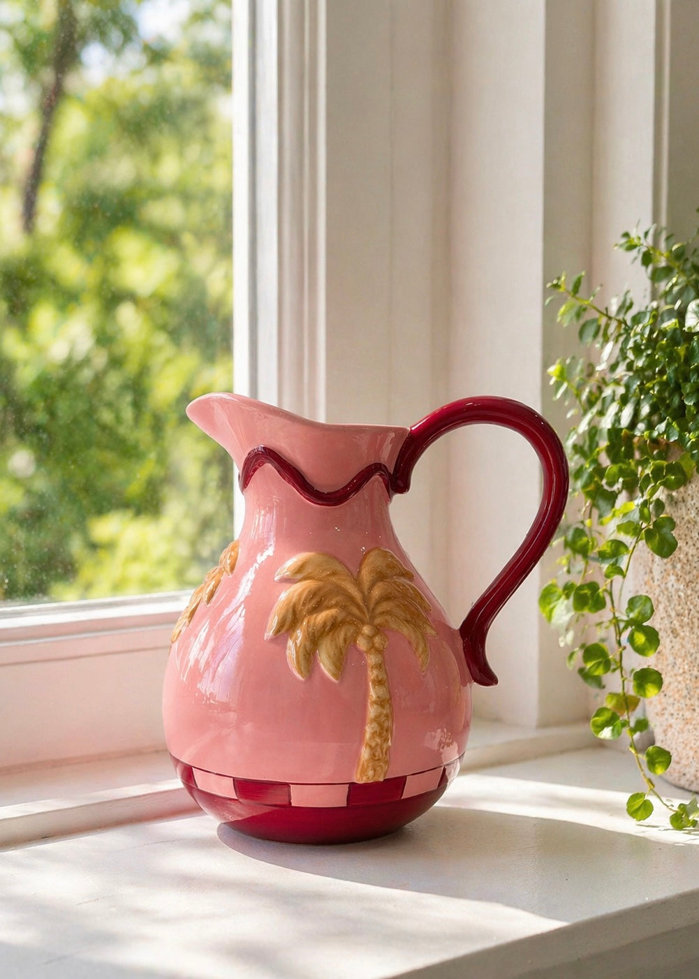 Keramik Krug 'Palme' Rosa
