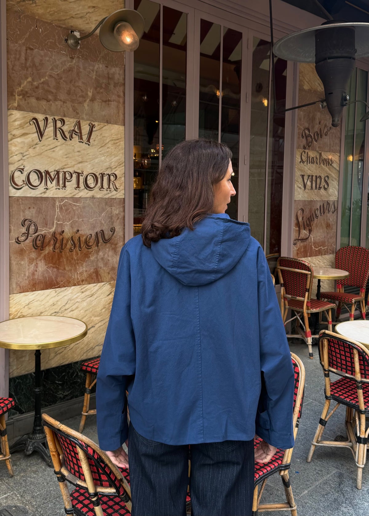 Leichte Baumwolljacke mit Kapuze 'Navy'