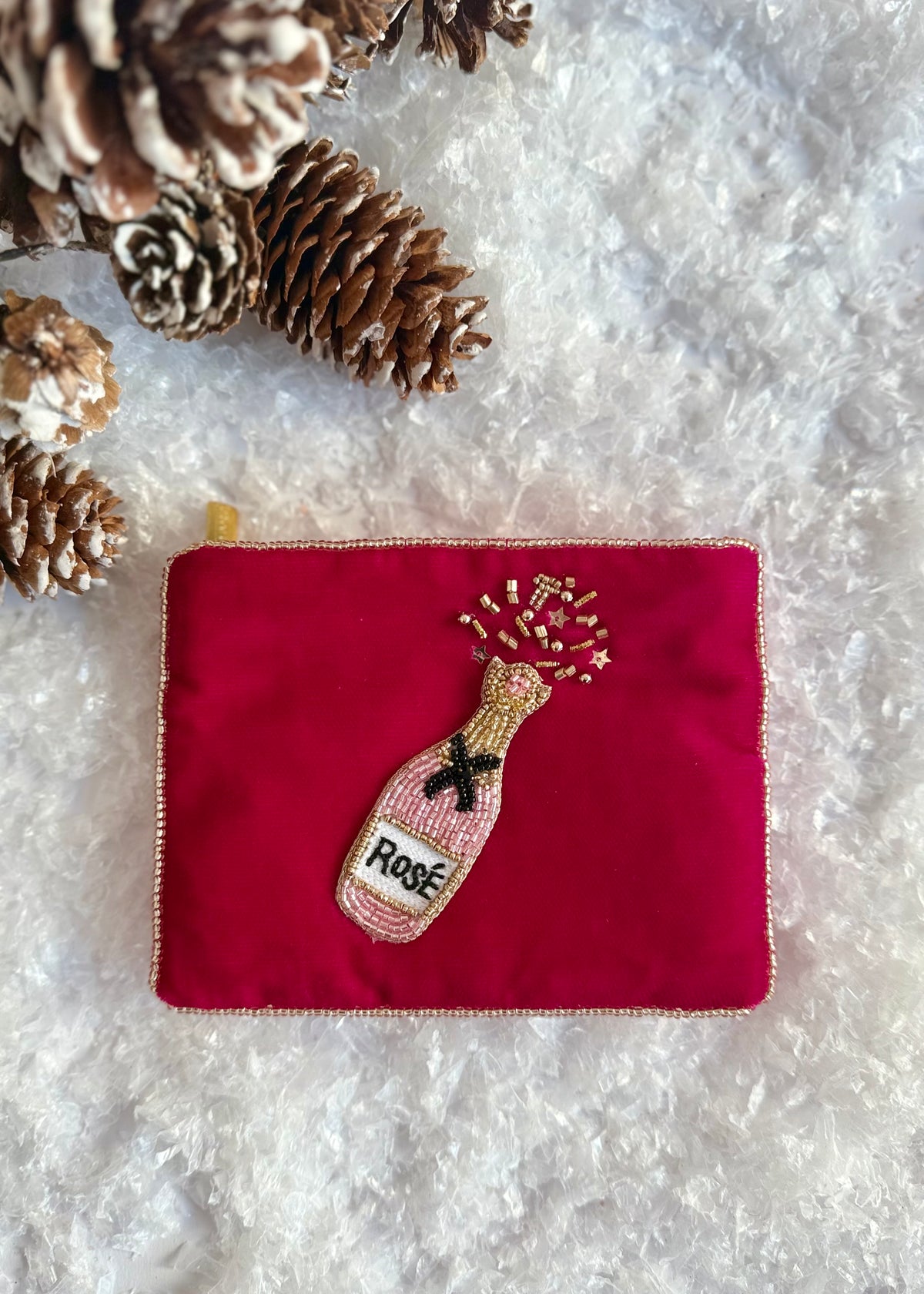 Kosmetiktasche Mini Samt Champagner