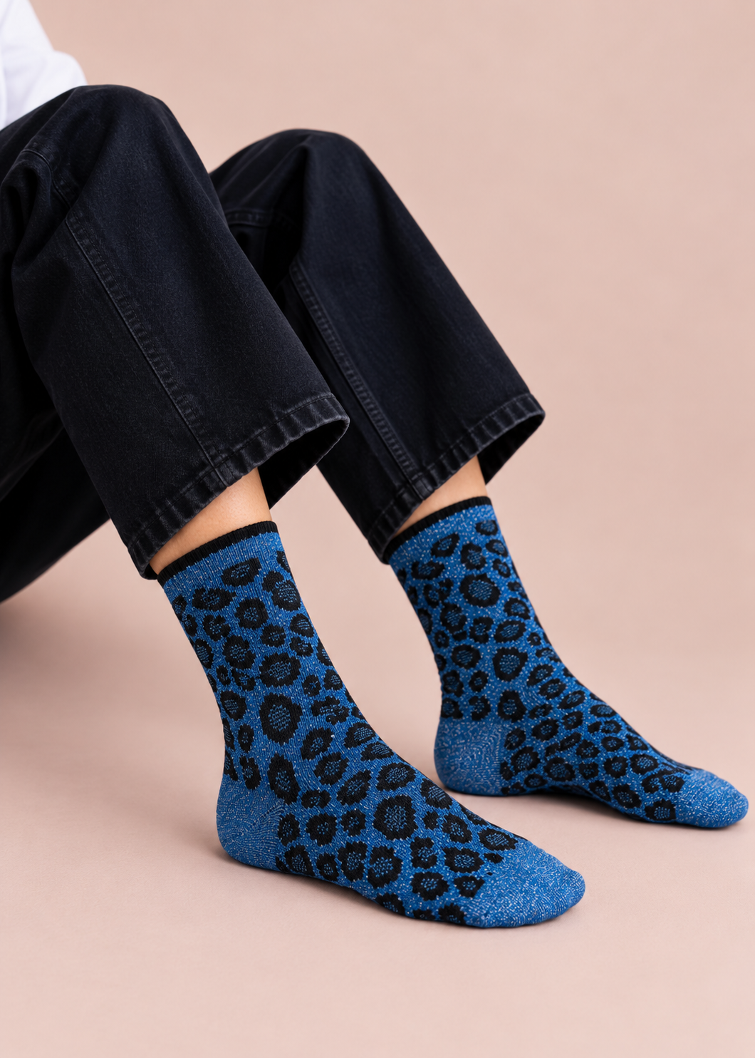 Socken mit Lurex 'Leo-Blau'