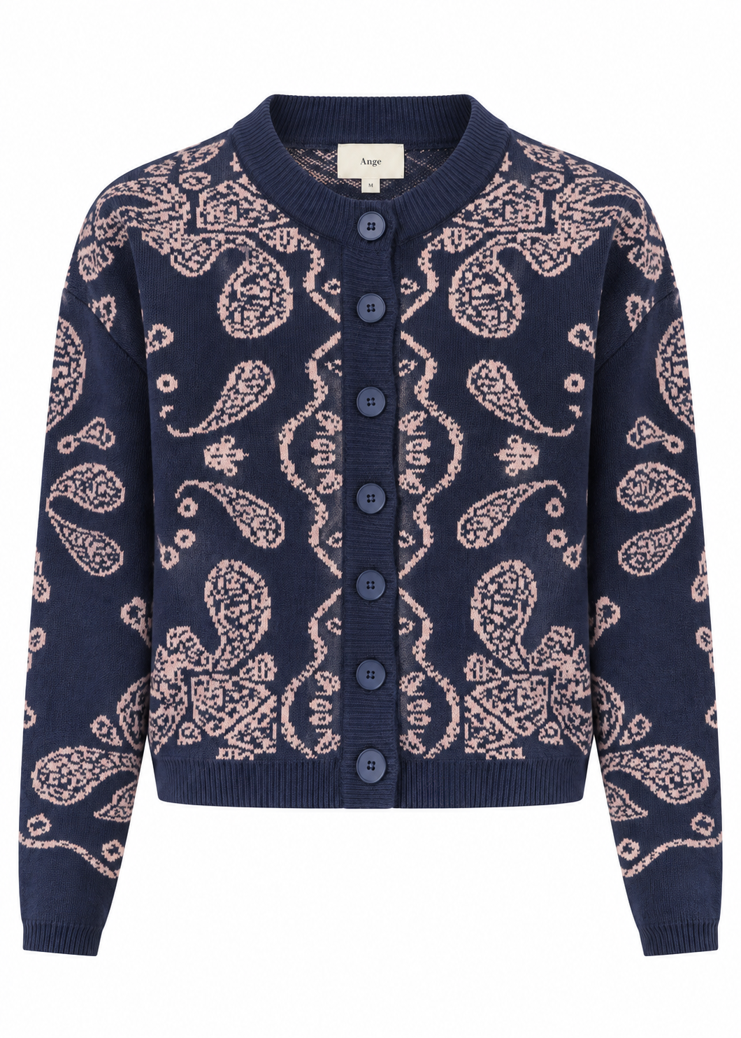 Jacquard-Strickjacke 'Paisley' Navy