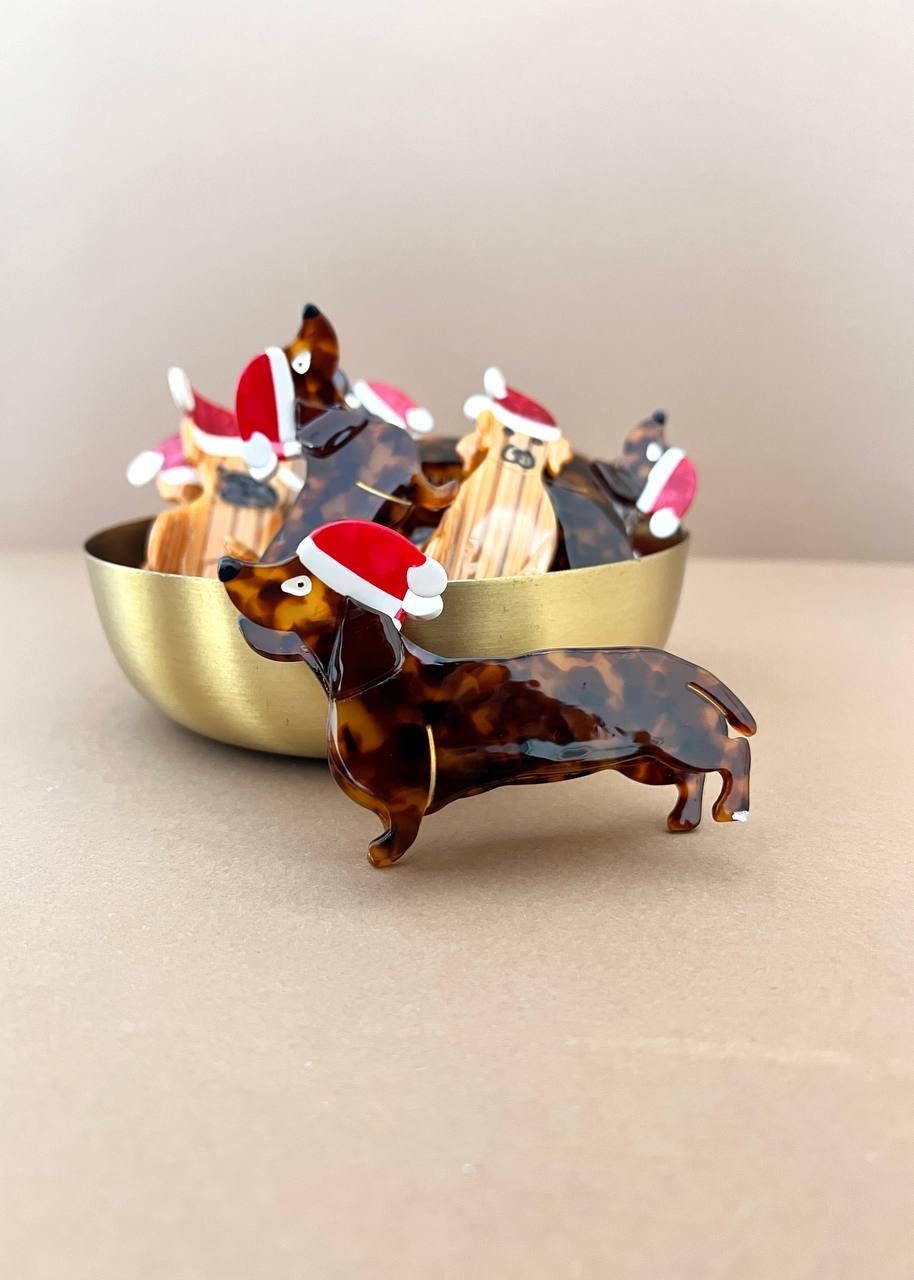 Haarklammer 'X-Mas Dackel'