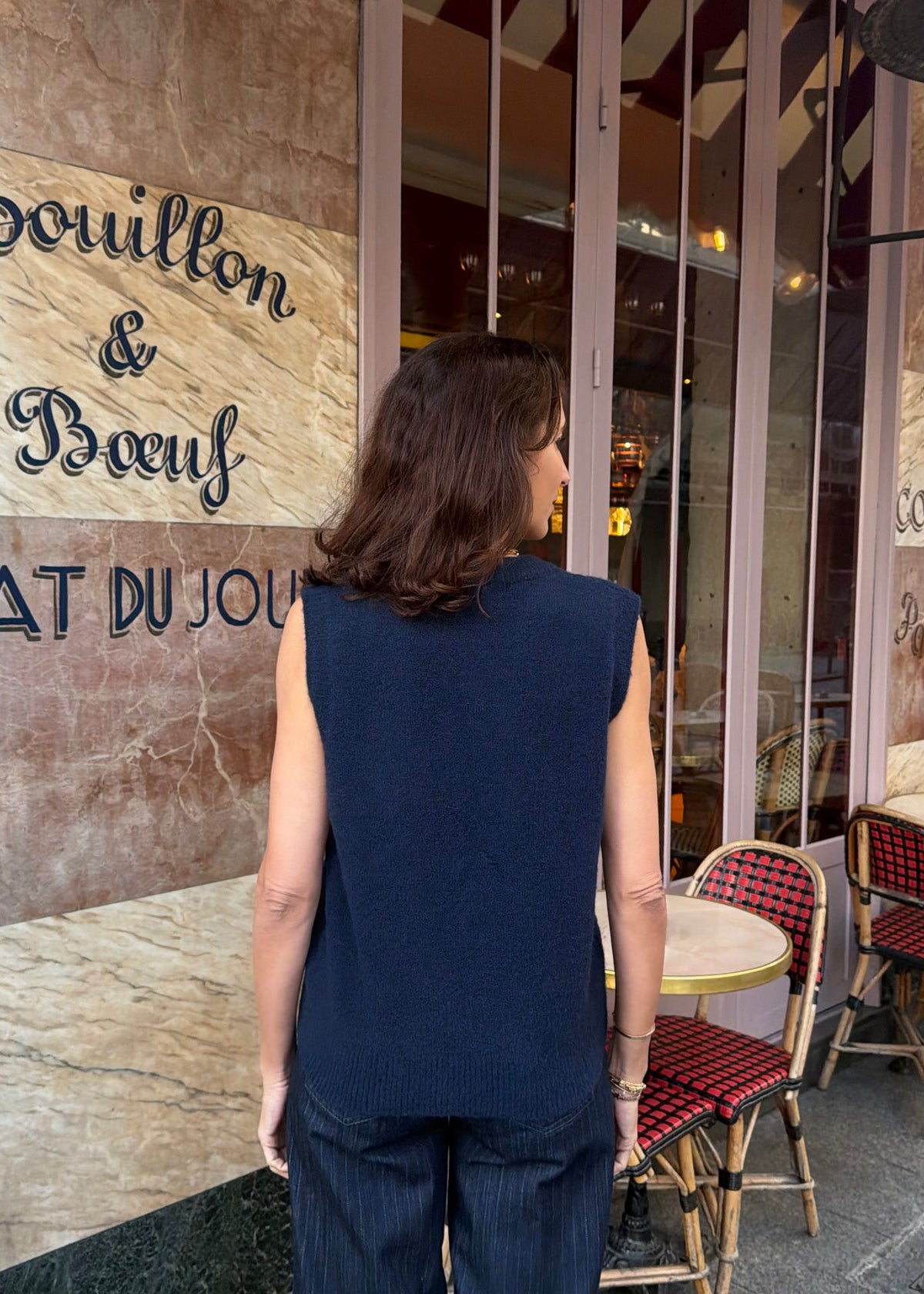 Pullunder mit Palmen-Stickerei 'Navy'