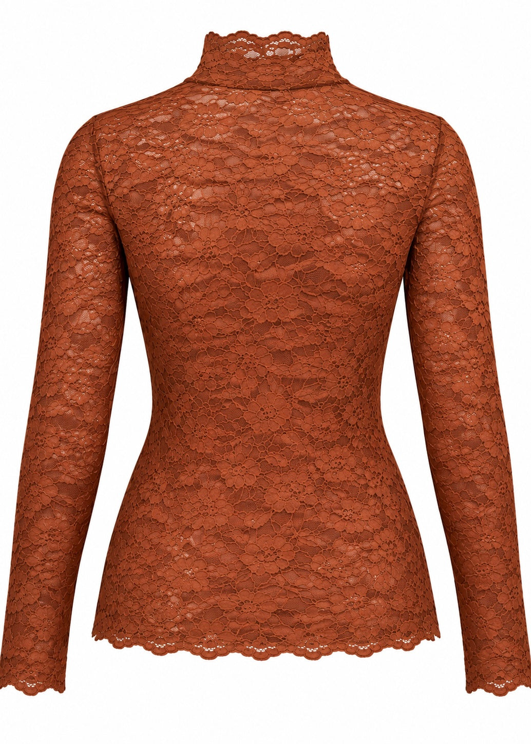 Rollkragenshirt aus Spitze 'Zimt'