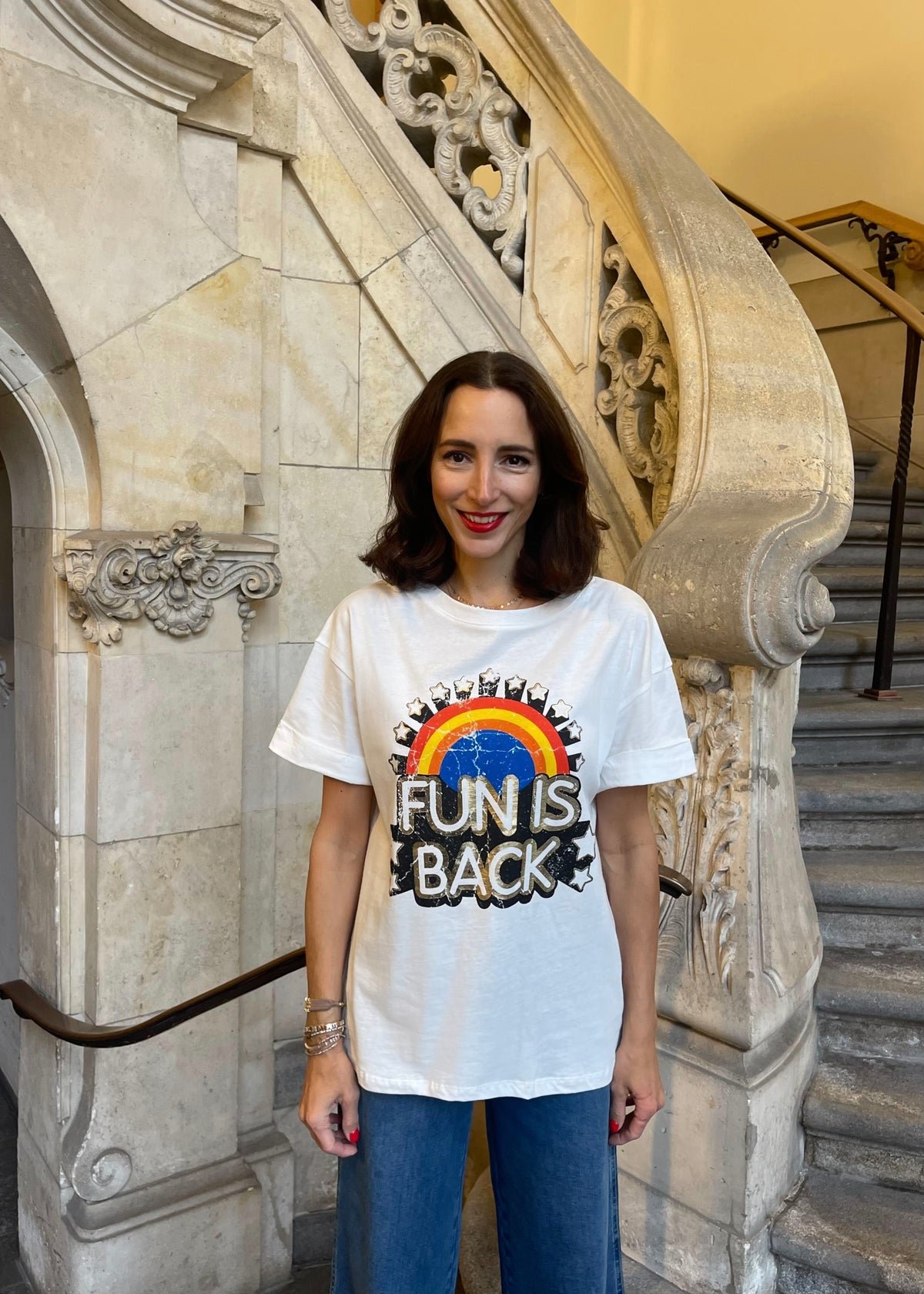 T-Shirt &#39;Fun is back&#39; weiß