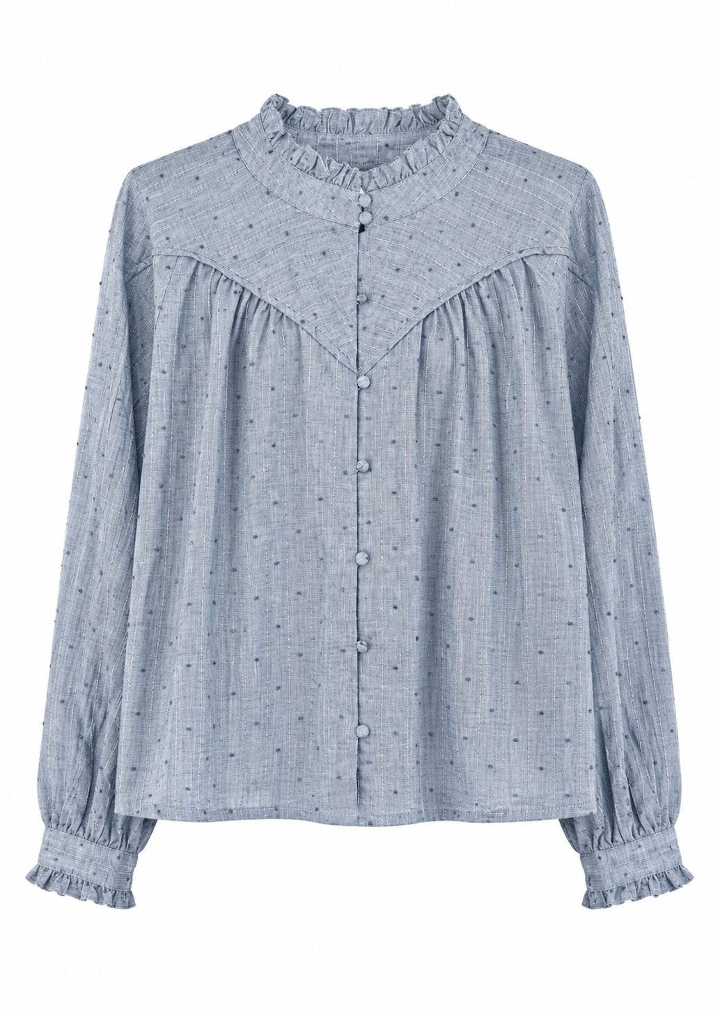 Bluse mit Volant 'Blau'