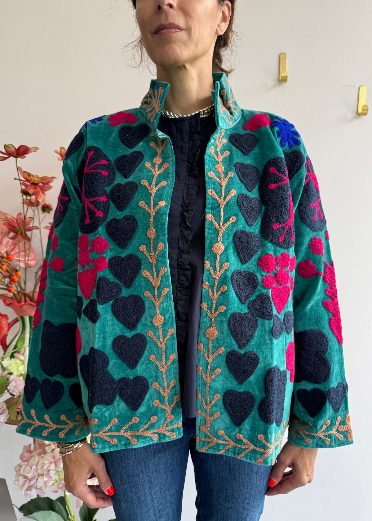 Bohojacke aus Samt &#39;Smaragd&#39;