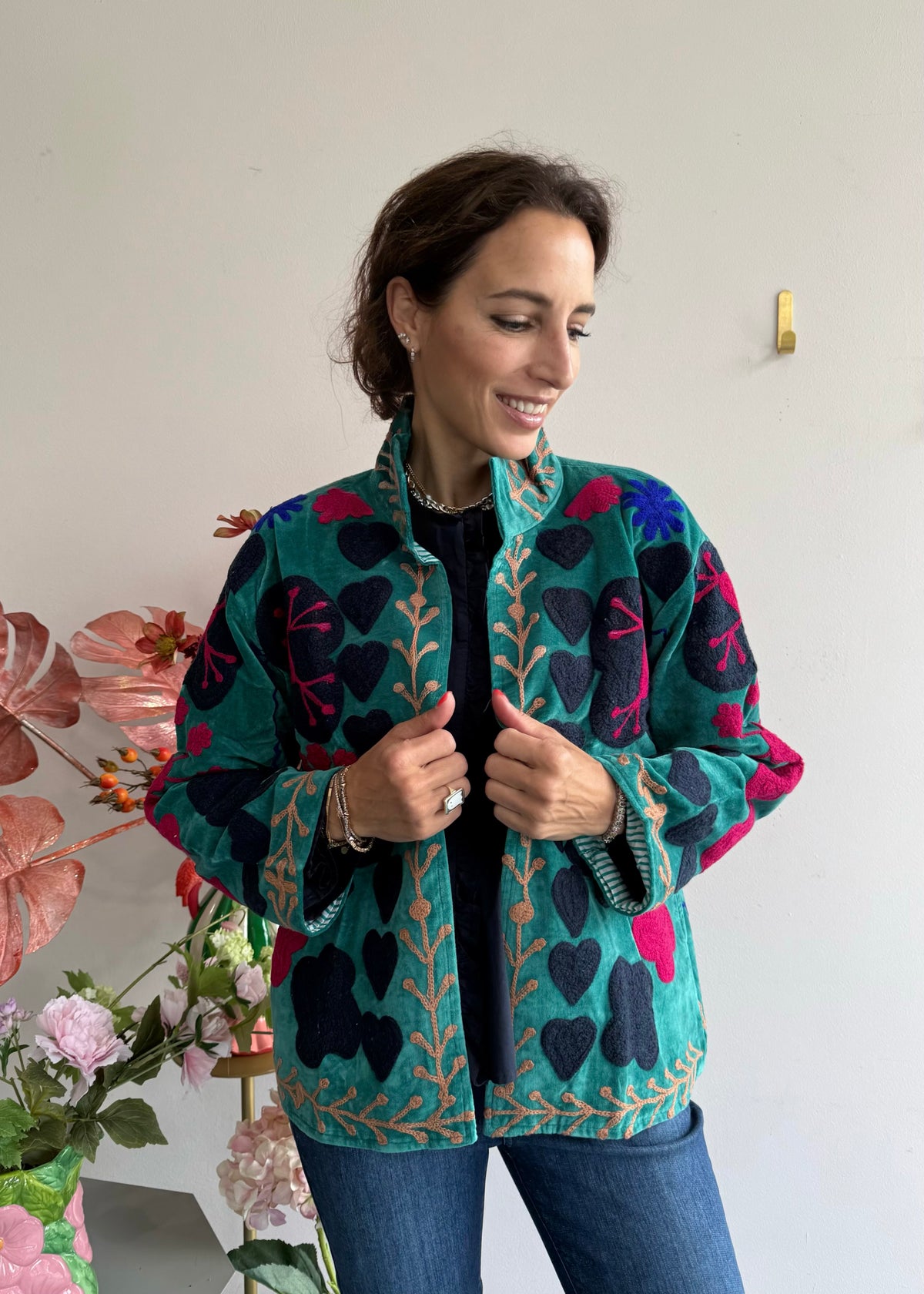 Bohojacke aus Samt &#39;Smaragd&#39;