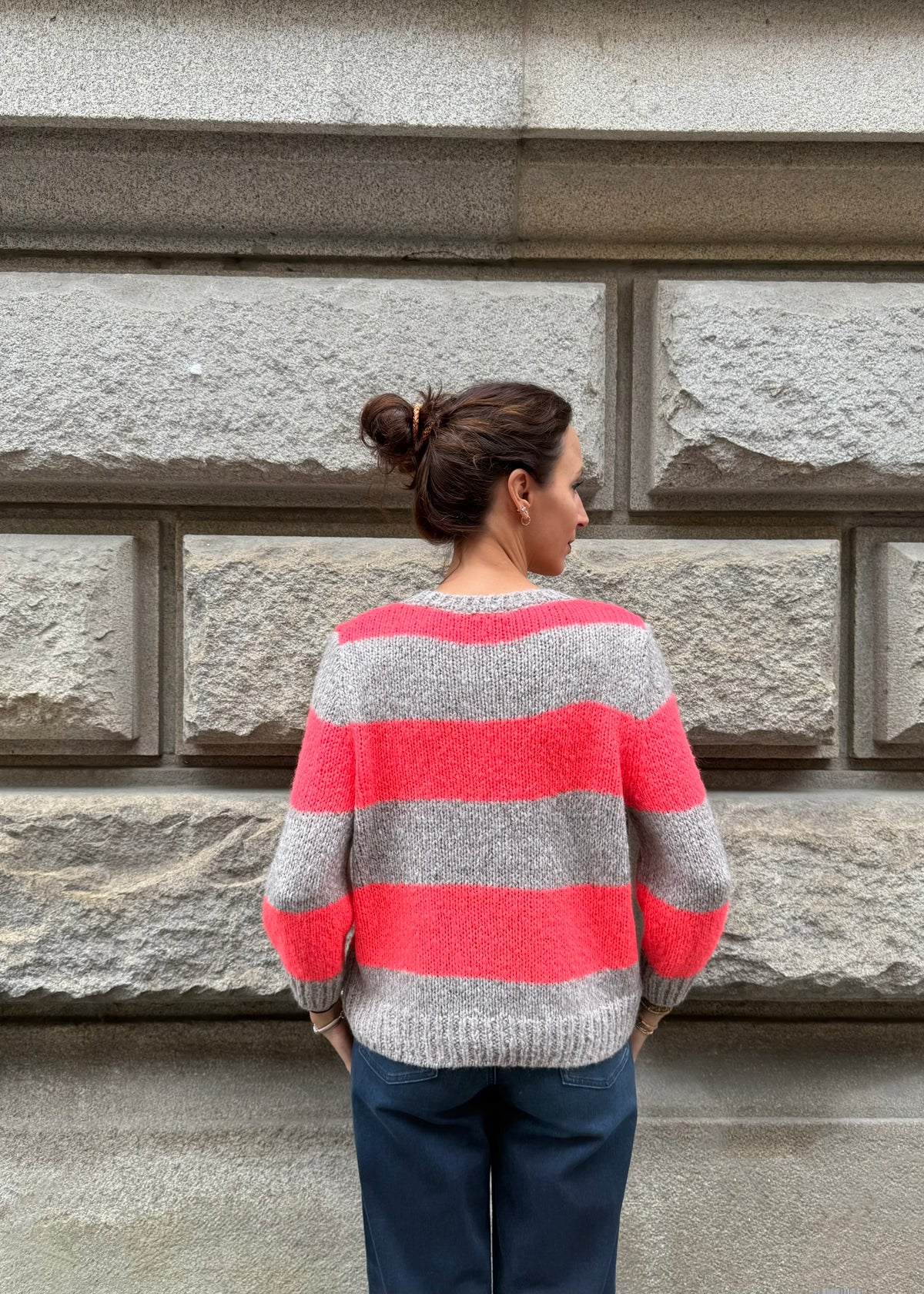 Strickpullover &#39;Neonpink-Beige&#39;
