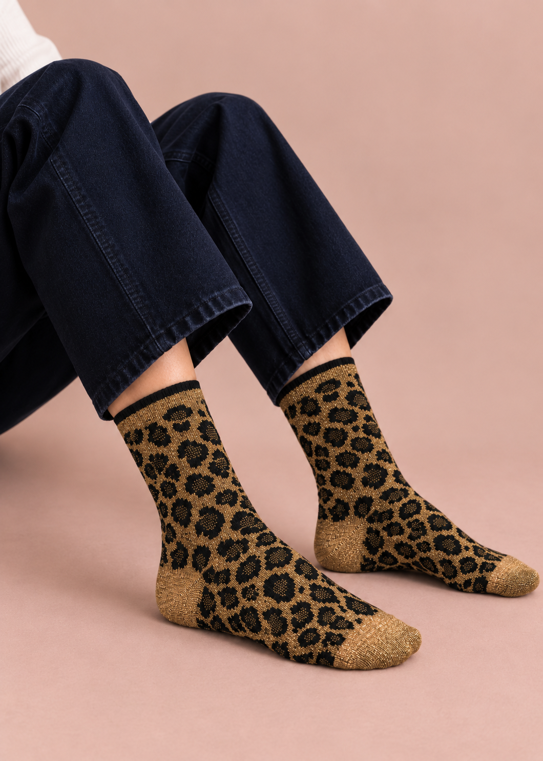 Socken mit Lurex 'Leo-Gold'