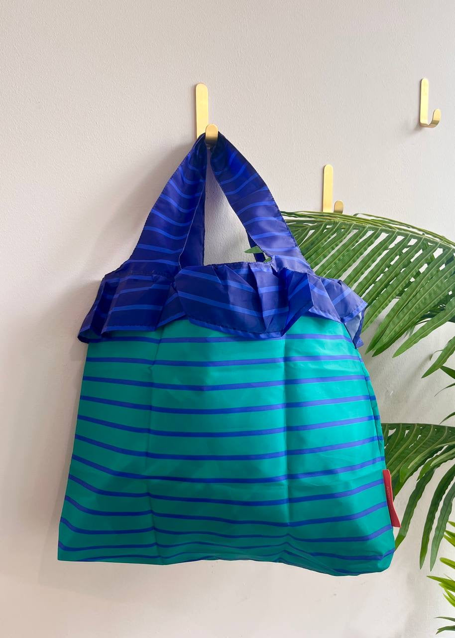 Faltshopper mit Volant &#39;Grün-Blau&#39;
