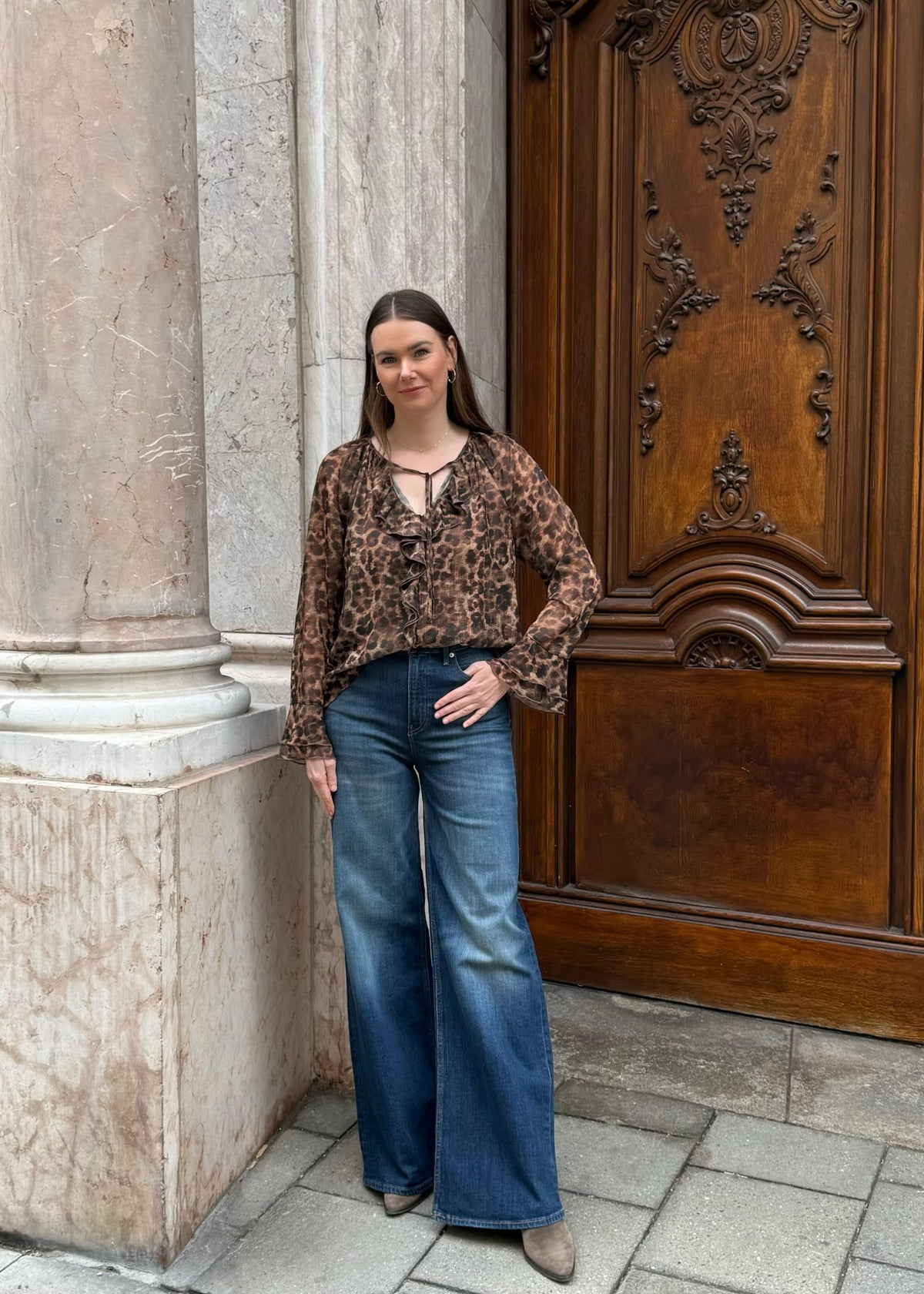 Chiffon Bluse mit Volant &#39;Leo&#39;