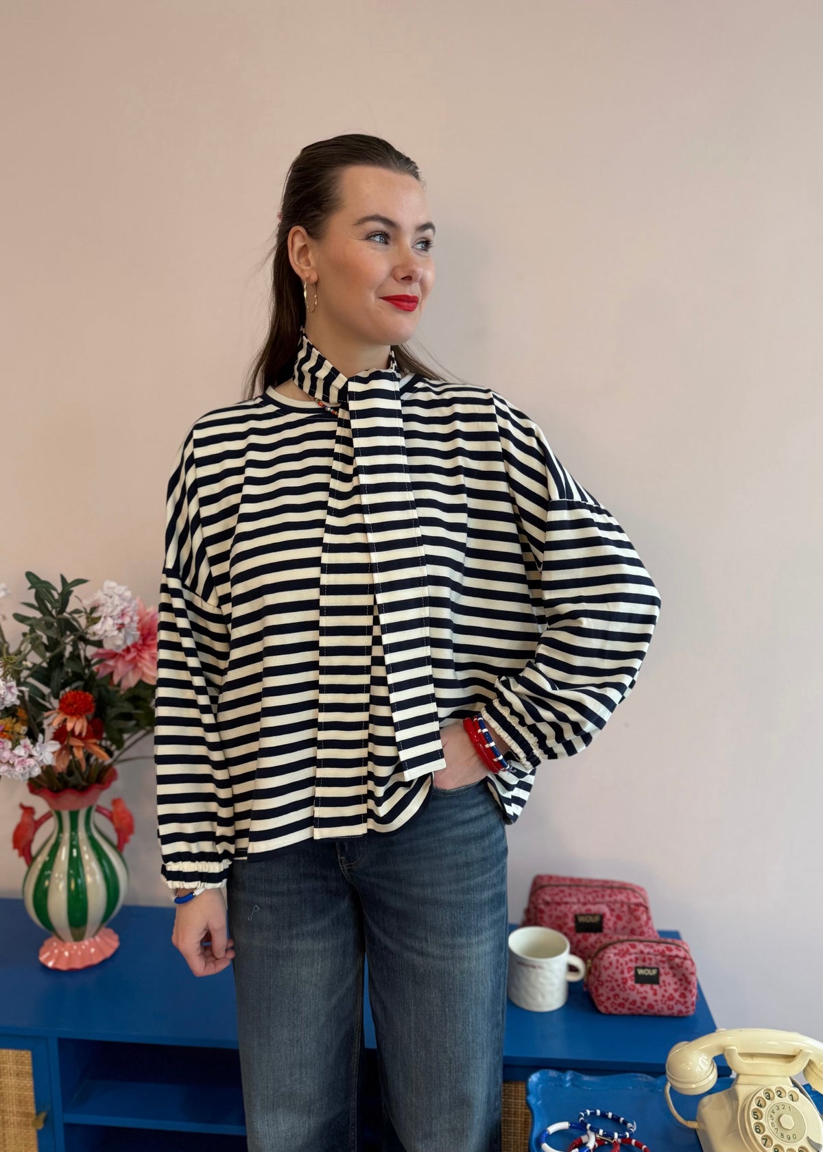 Ringel-Sweatshirt 'Navy'