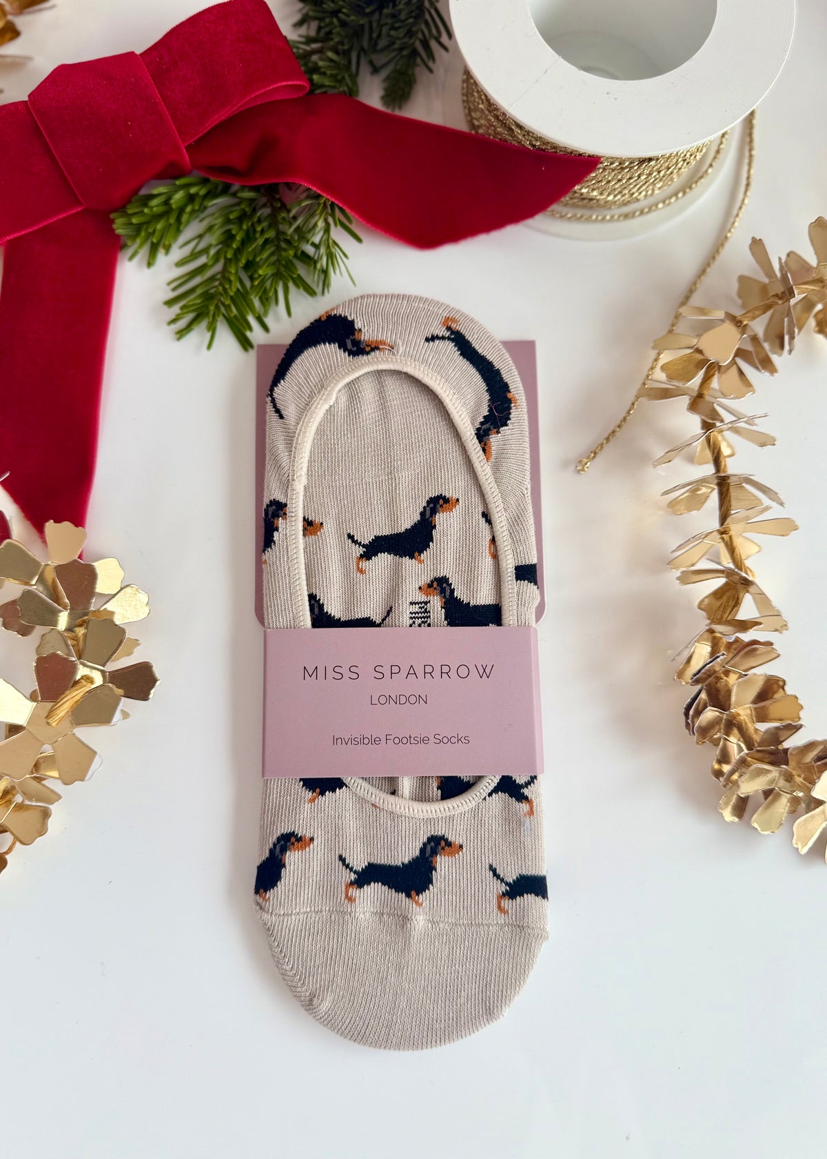 Füßlinge 'Dackel' Beige