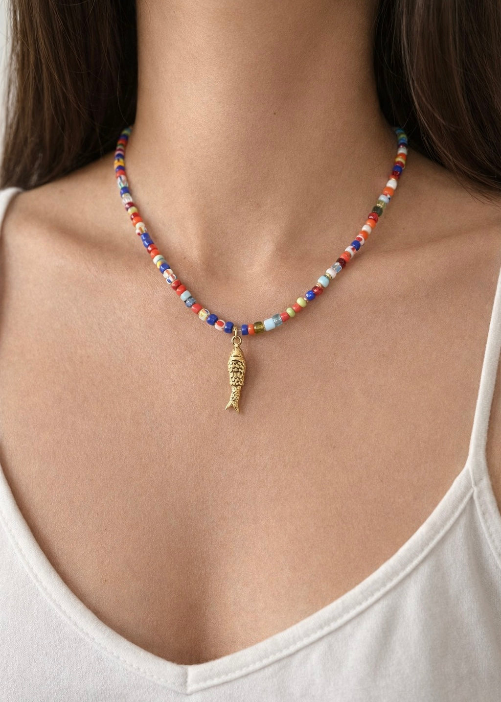 Kette Multicolor mit Anhänger 'Fisch'