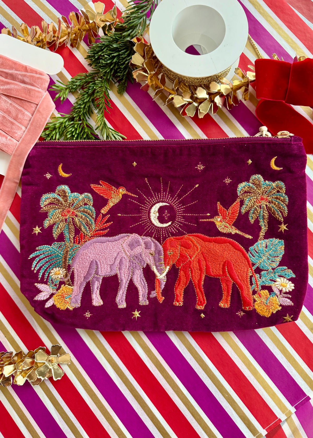 Kosmetik Clutch Samt 'Elefanten'