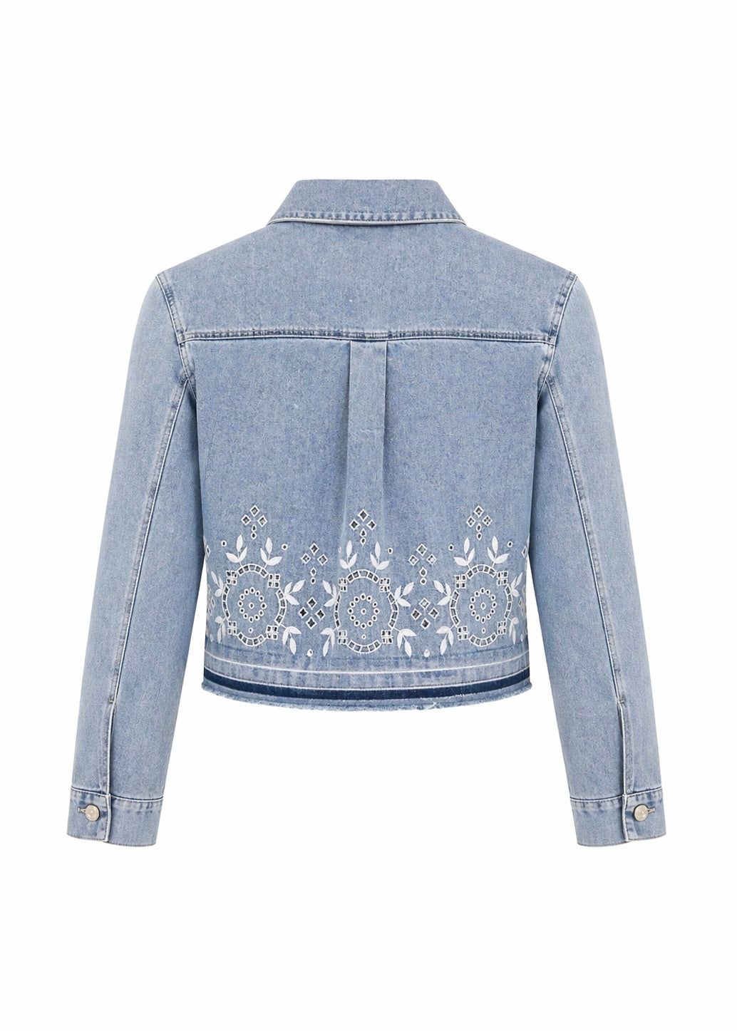 Jeansjacke mit Sangallo
