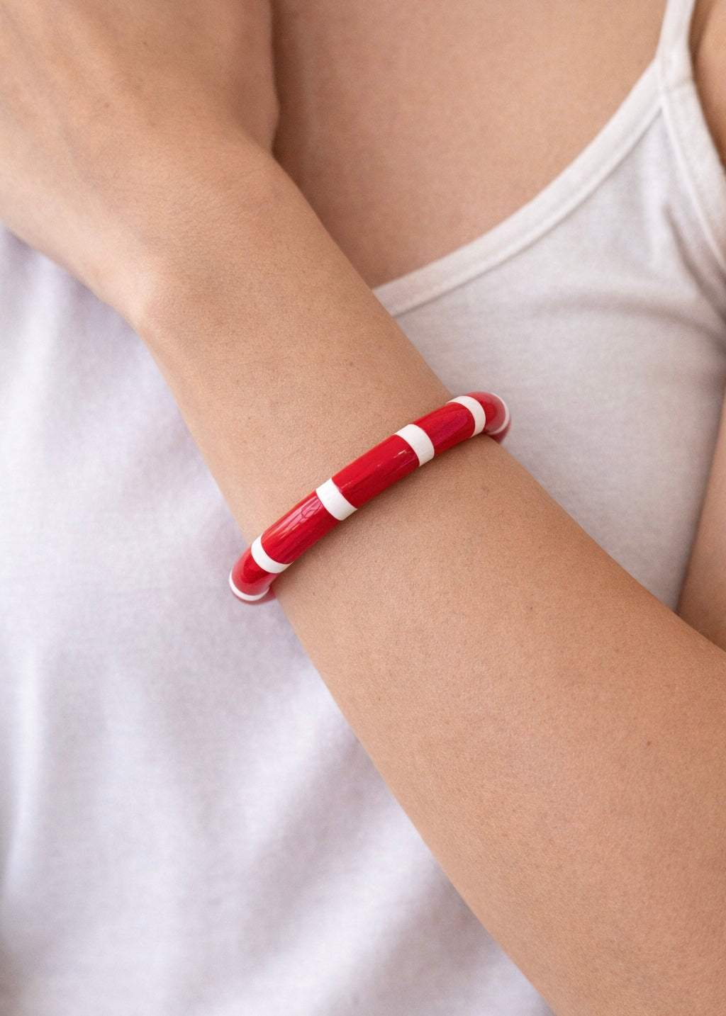 Armreif gestreift 'Rot-Weiß'