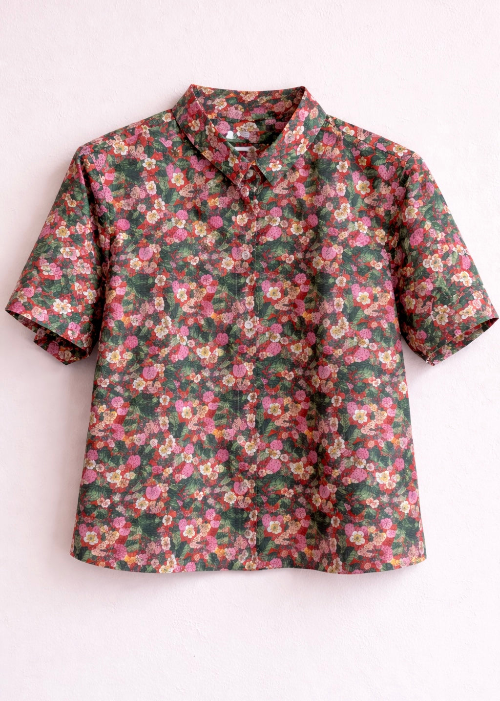 Bluse Kurzarm mit Liberty-Print 'Erdbeere'