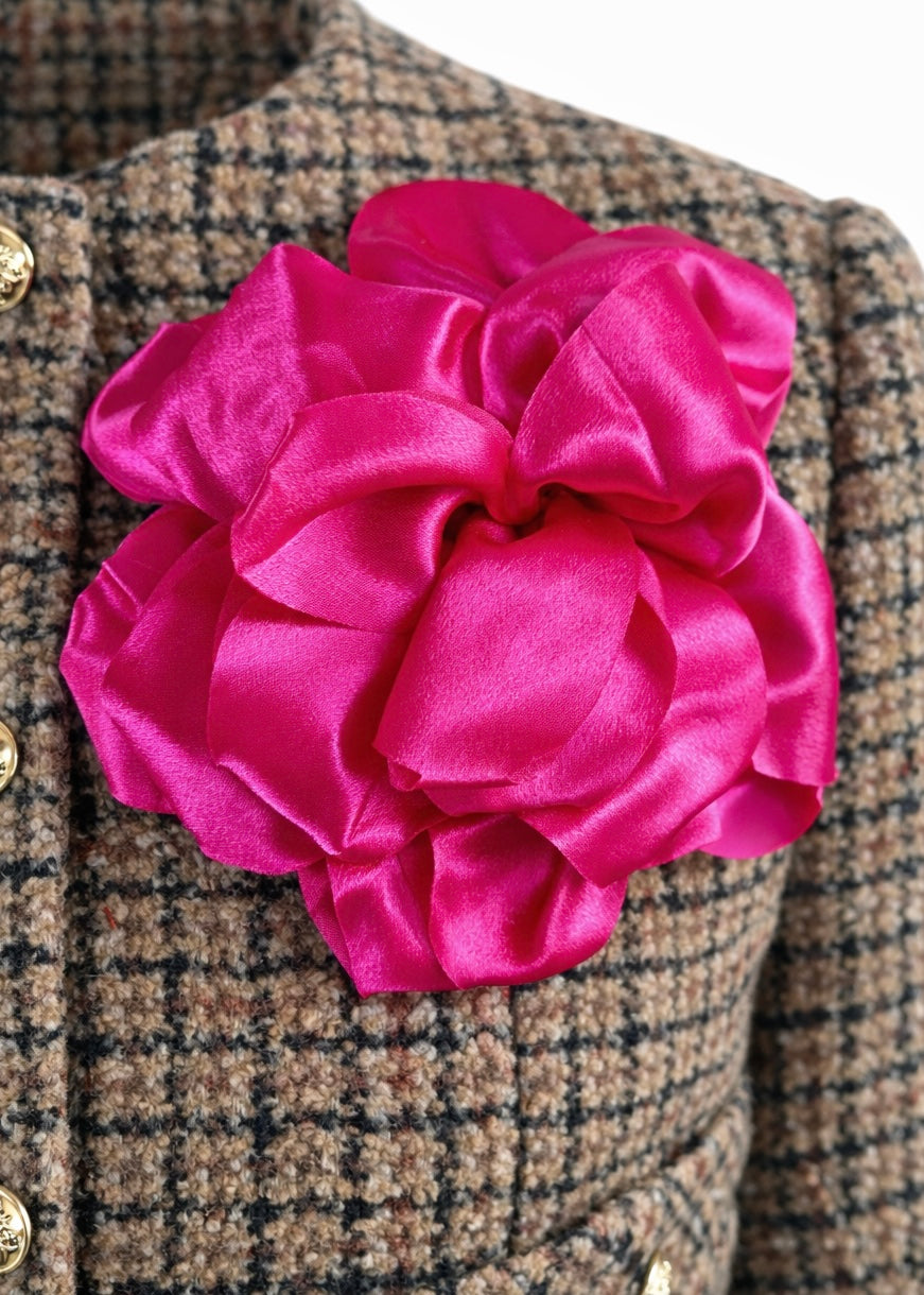 XL-Brosche Satin-Blüte 'Pink'