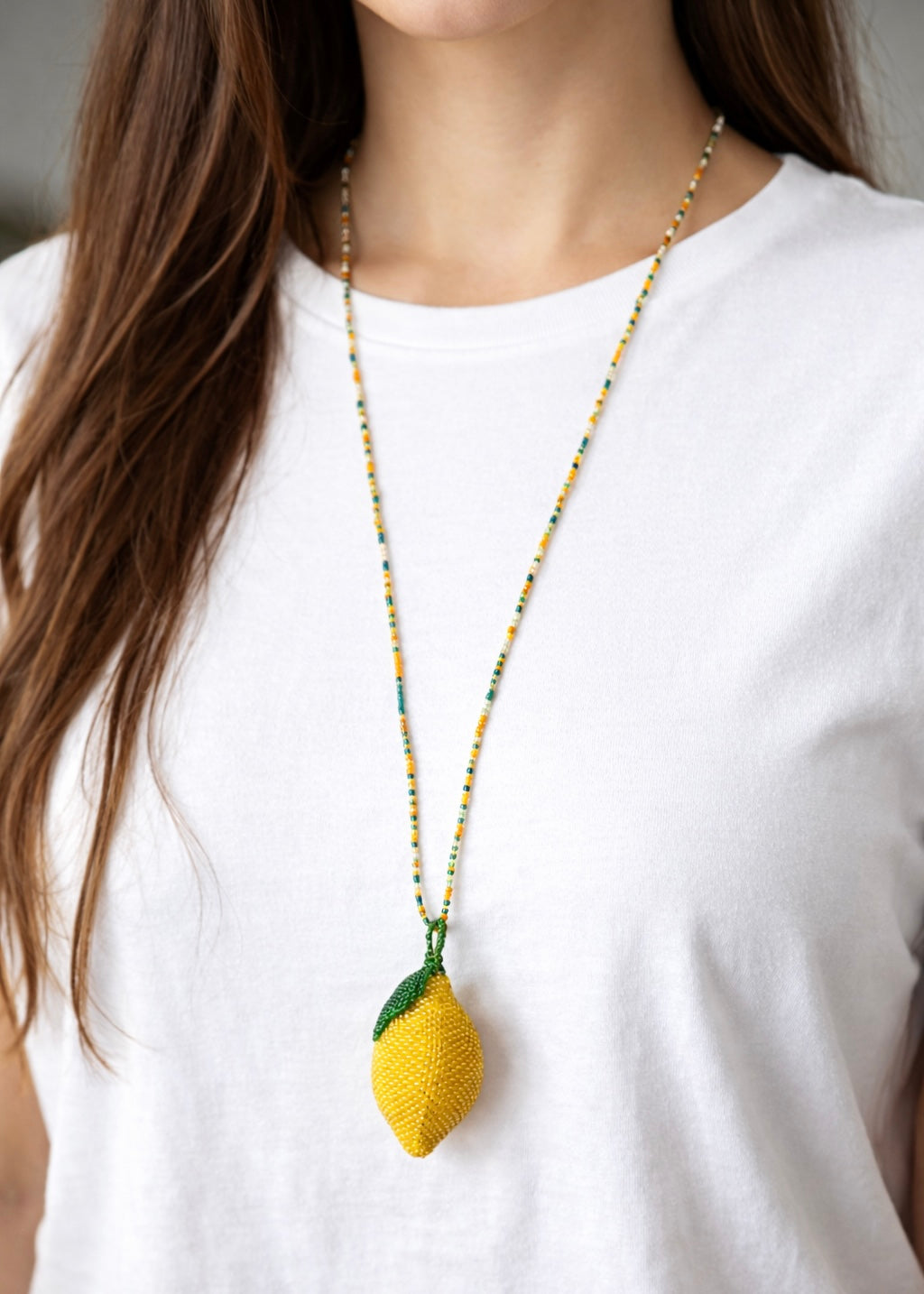 Kette 'Beads' mit Zitronen-Anhänger