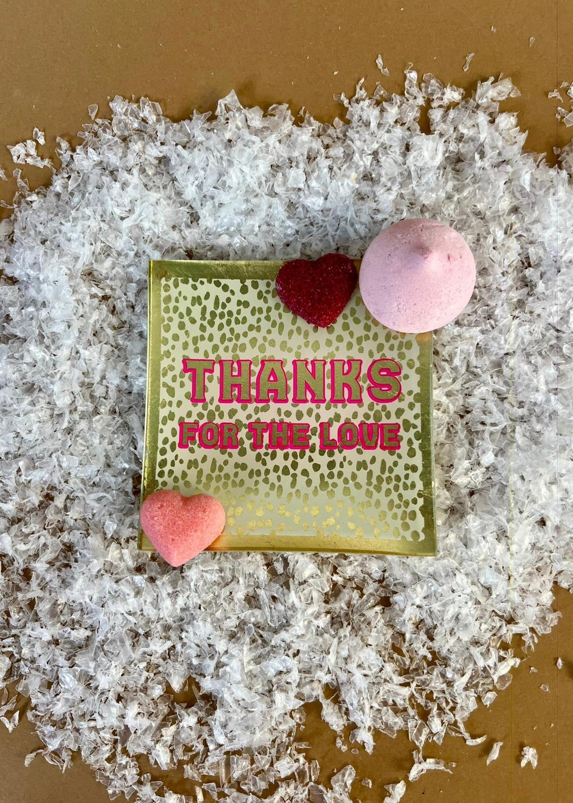 Glas Tablett `Thanks for the Love`