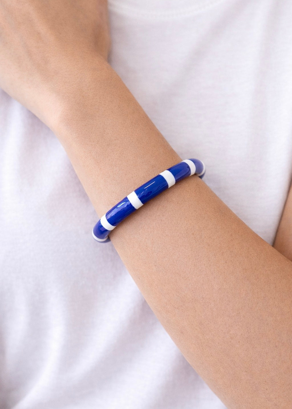 Armreif gestreift 'Blau-Weiß'