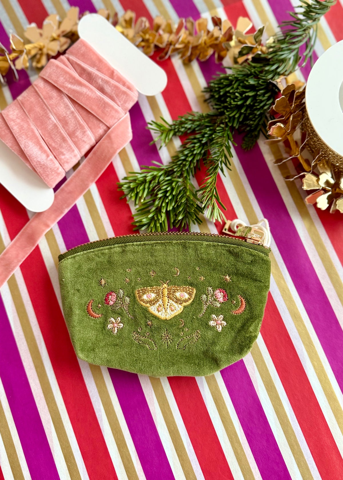 Kosmetik Clutch Mini Samt 'Schmetterling'