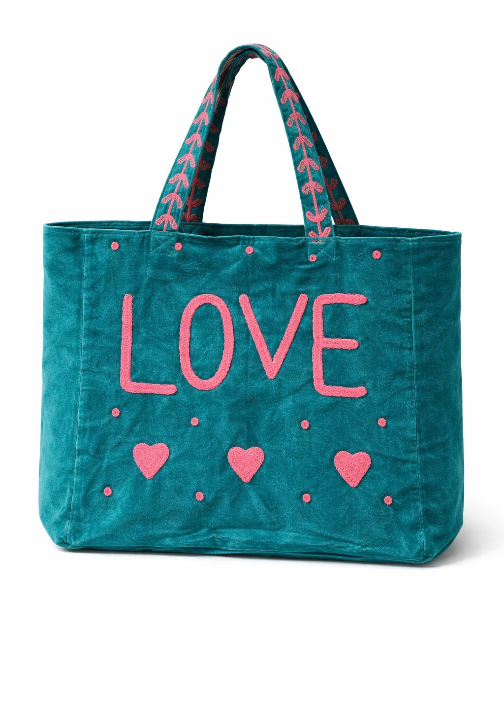 Boho-Shopper aus Samt 'Petrol'