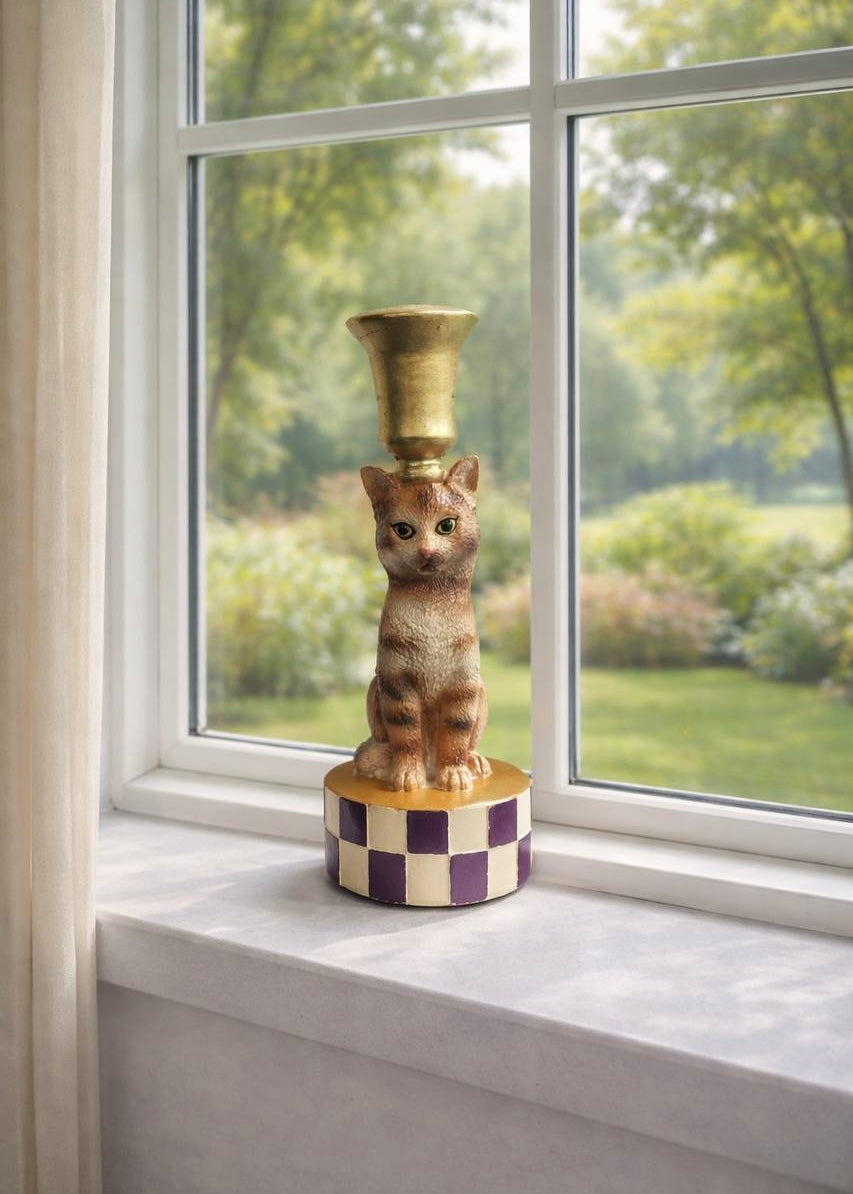 Kerzenständer Boho Braun 'Katze'
