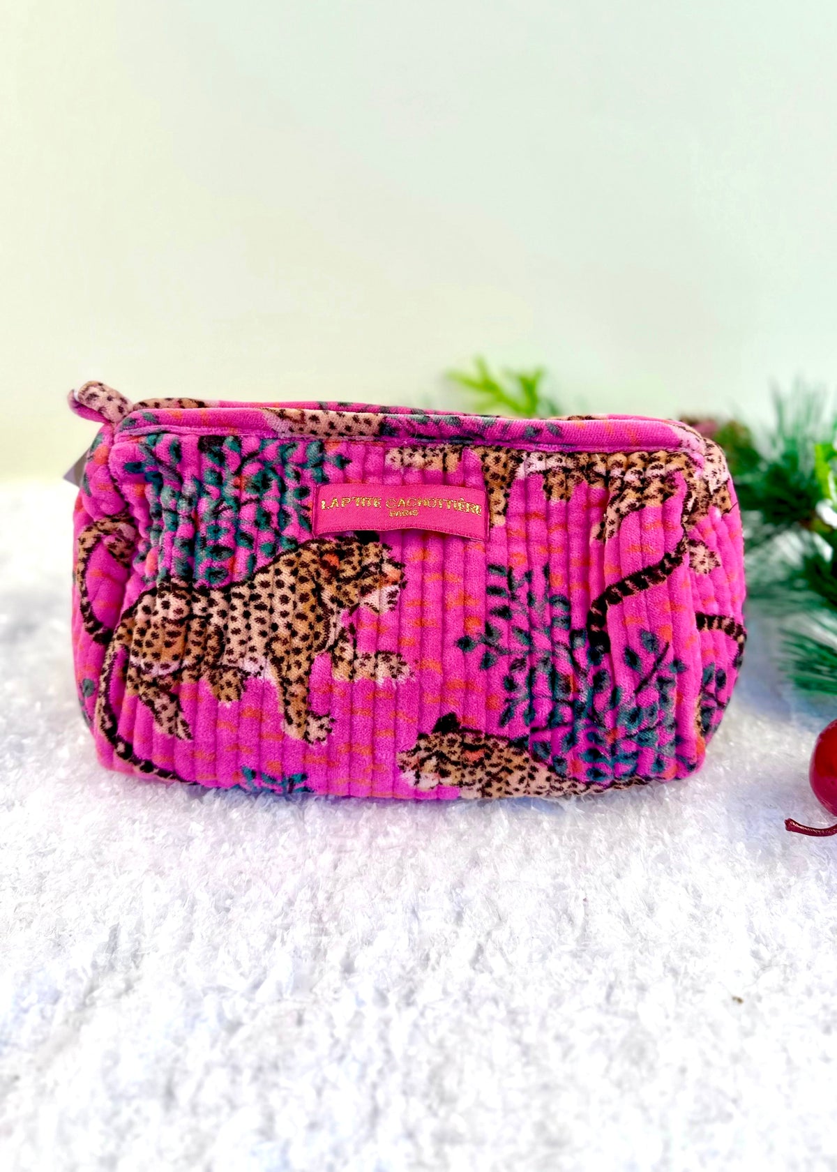 Kosmetik Tasche L gesteppt 'Leo-Samt'