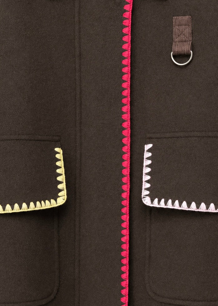Jacke mit Kontrastnähten 'Braun'
