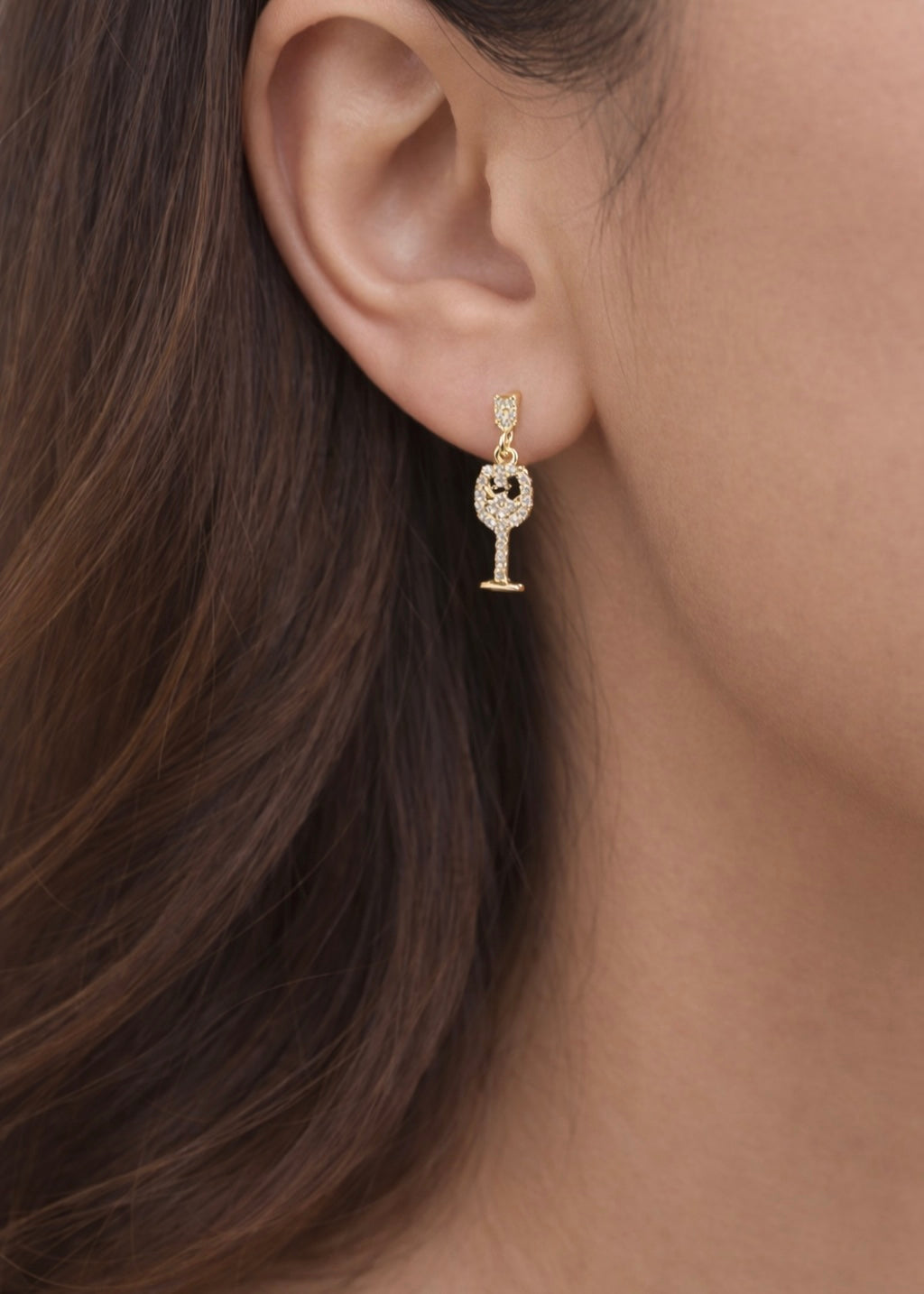 Ohrstecker mit Strass 'Weinglas'