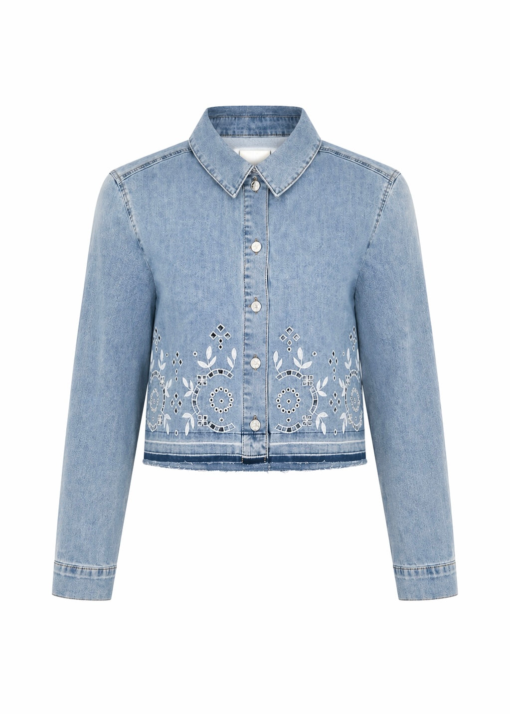 Jeansjacke mit Sangallo