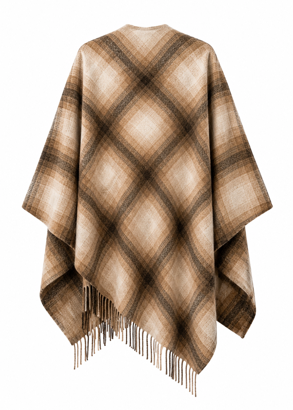 Cape mit Fransen 'Karo'