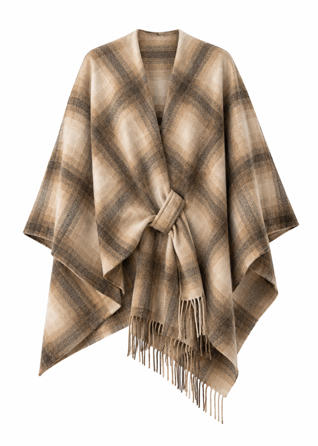 Cape mit Fransen 'Karo'