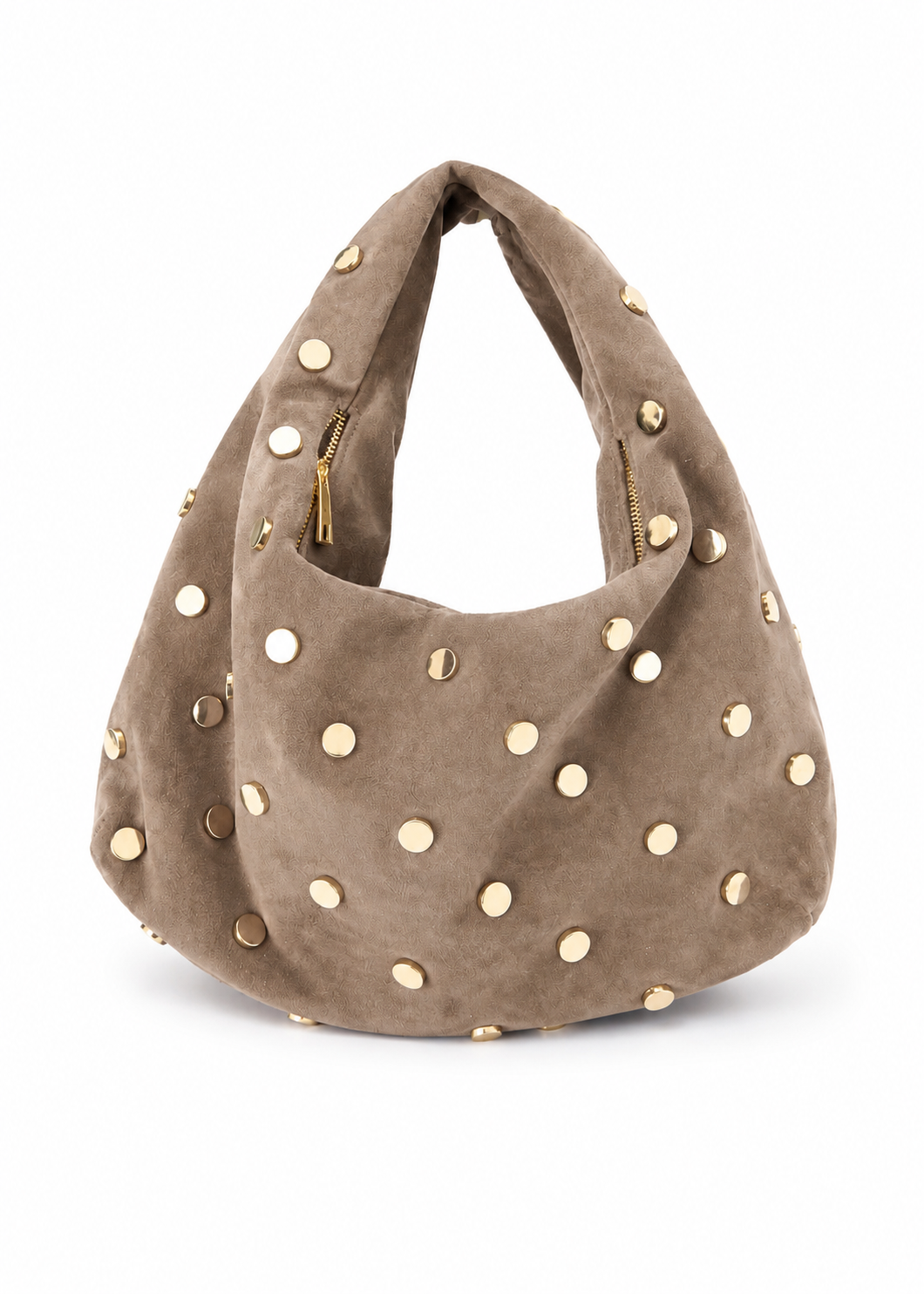 Ledertasche mit Nieten 'Taupe'