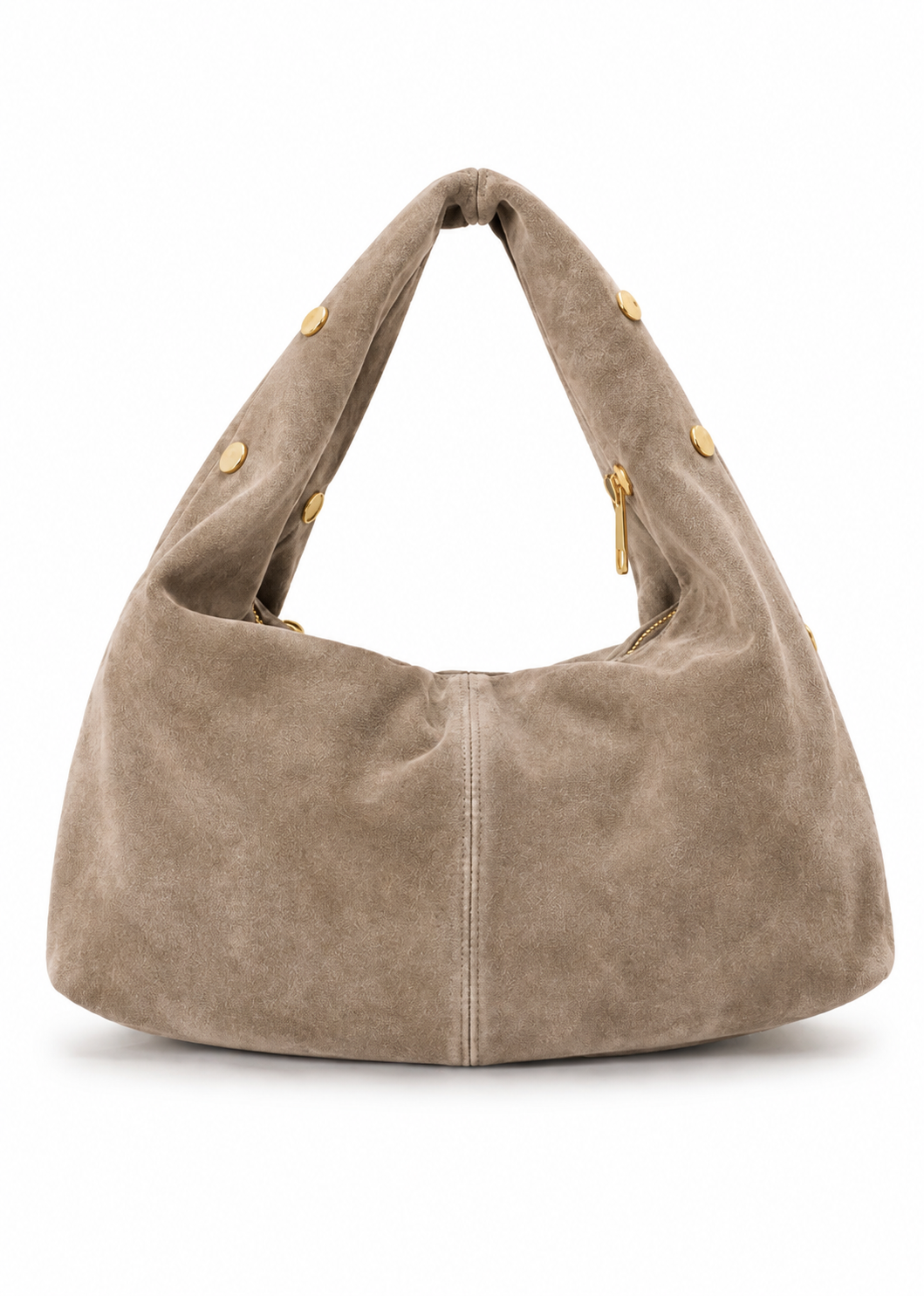 Ledertasche mit Nieten 'Taupe'
