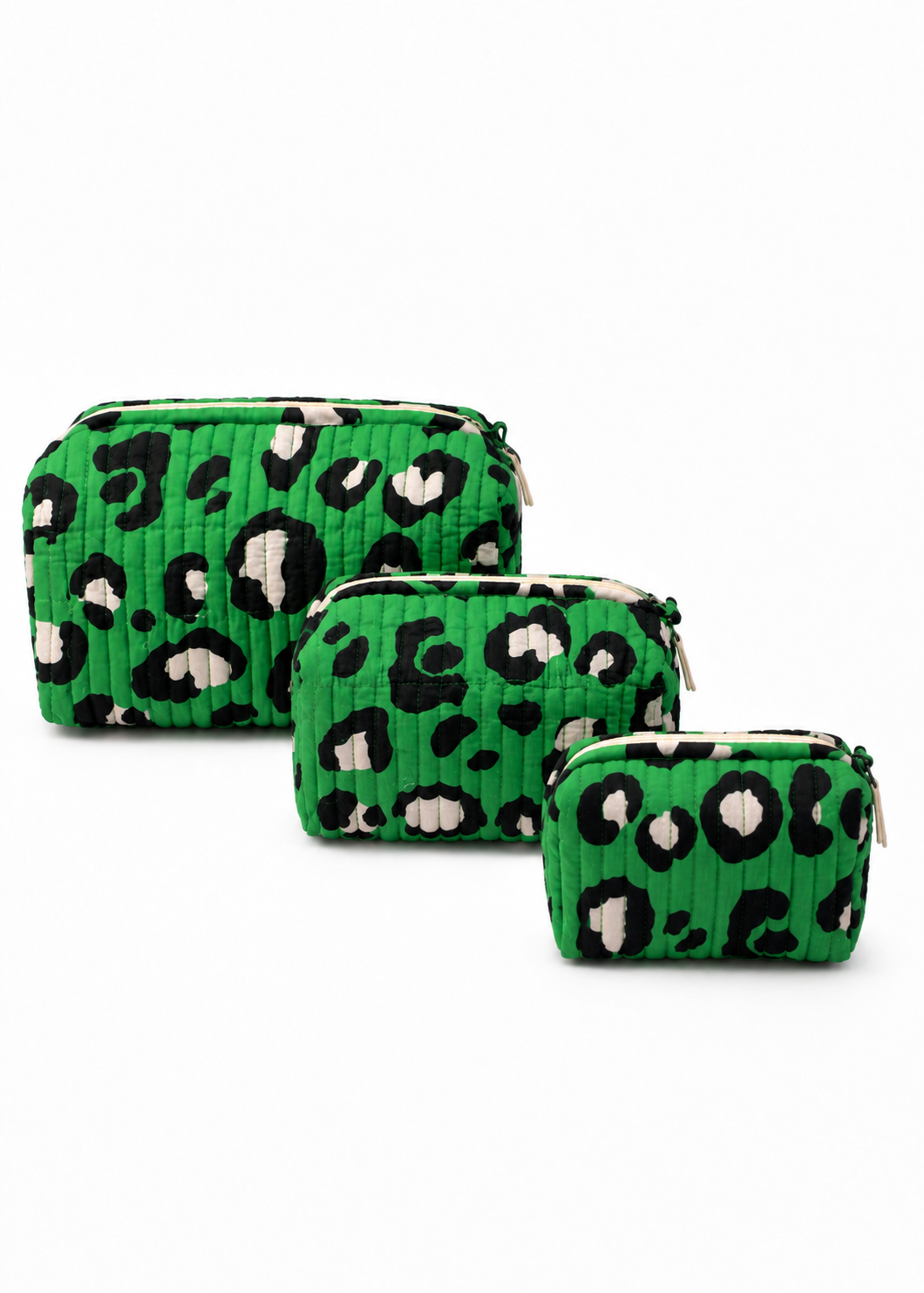 Kosmetik Tasche M gesteppt 'Leo-Grün'