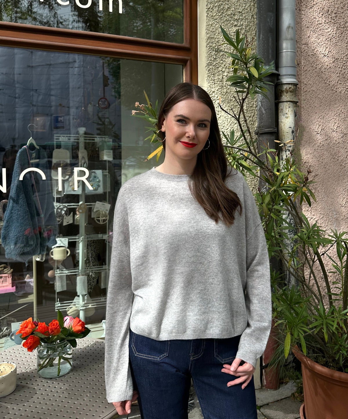 Cashmere Pulli &#39;Ginger&#39;, in Graumeliert