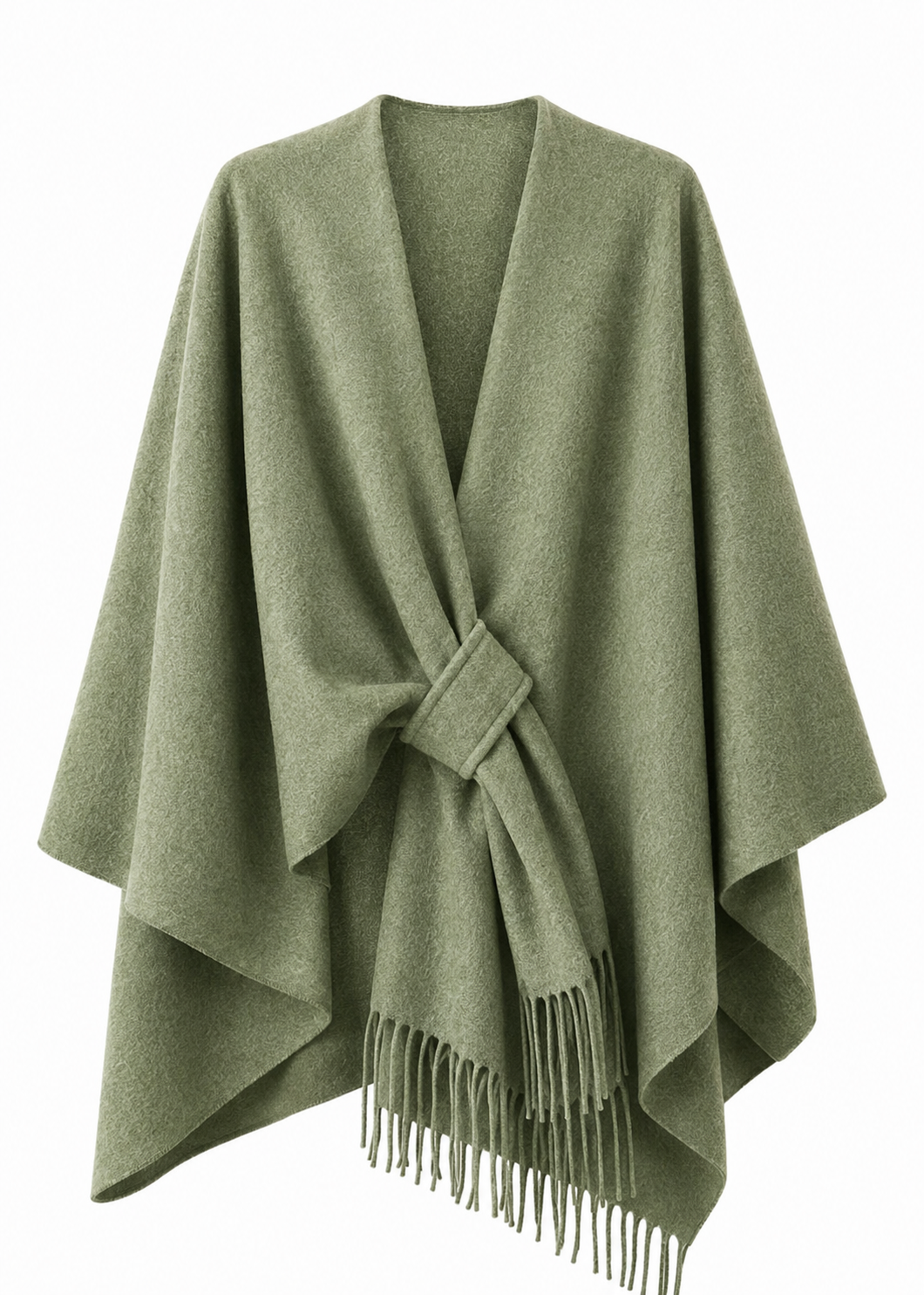 Cape mit Fransen 'Oliv-Grün'