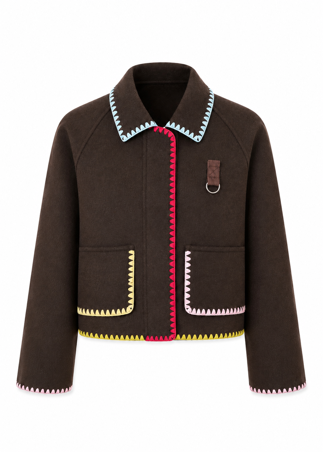 Jacke mit Kontrastnähten 'Braun'