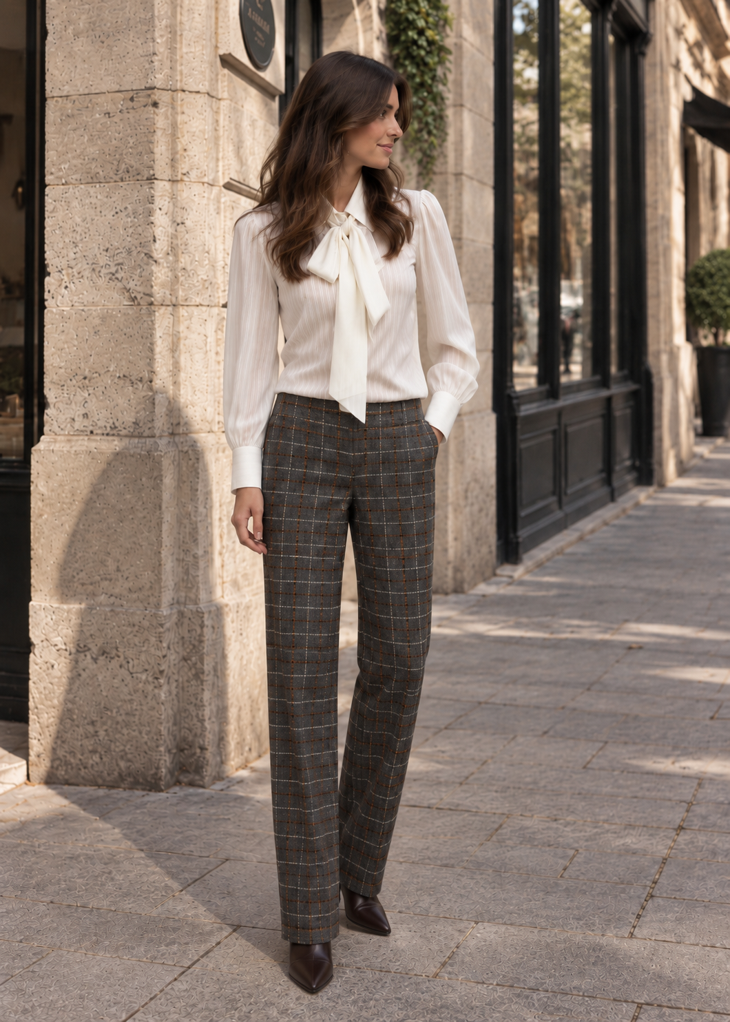 Hose mit Bundfalte 'Karo'