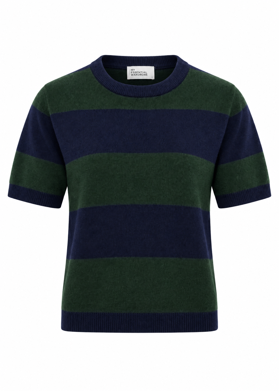 Ringelpullover Kurzarm 'Navy-Grün'