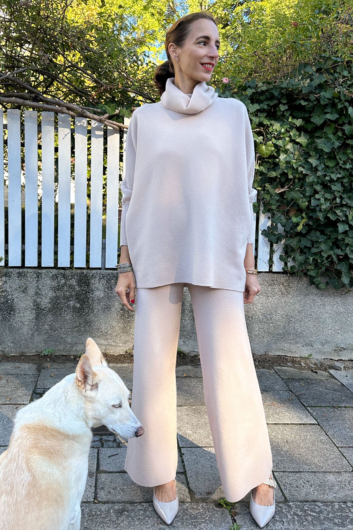 Hose aus Viskose-Knit Aprikot
